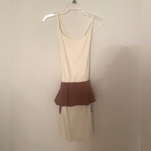 white dress with tan ruffle, great condition, size S